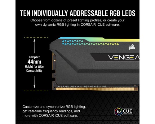 Модуль пам'яті для комп'ютера DDR4 16GB (2x8GB) 3600 MHz Vengeance RGB Pro SL Black Corsair (CMH16GX4M2D3600C18)