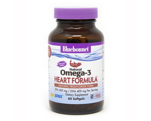 Жирні кислоти Bluebonnet Nutrition Омега-3 Формула для Серця, Omega-3 Heart Formula, 60 желатин (BLB0942)