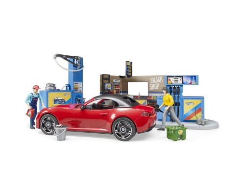 Ігровий набір Bruder АЗС з автомийкою, автомобілем та фігурками (62111)