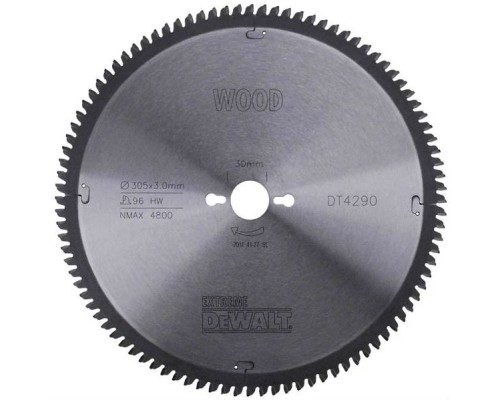 Диск пильний DeWALT EXTREME WORKSHOP, 305 х 30 мм, 96 z, TCG, - 5 градусів, надчистий різ (DT4290)