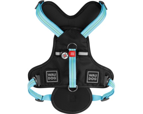 Шлея для собак WAUDOG Nylon безпечна з QR паспортом S блакитна (52472)