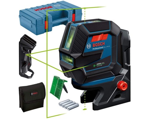 Лазерний нівелір Bosch Professional GCL 2-50 G, до 15 м, з тримачем RM 10, затиском DK 10, мішенню, кейс (0.601.066.M02)