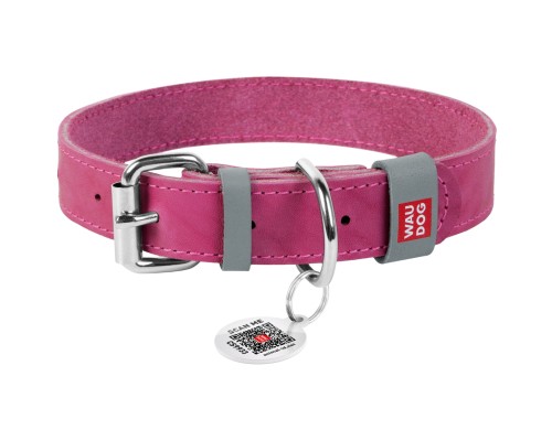 Нашийник для тварин WAUDOG Classic шкіряний 15 мм х 27-36 см рожевий (02077)