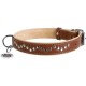 Нашийник для тварин WAUDOG Soft з QR паспортом металічні прикраси M коричневий (7207)