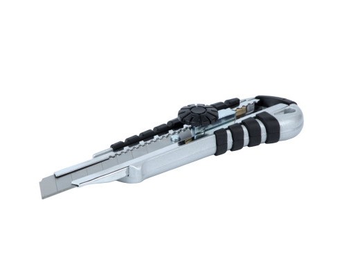 Ніж монтажний Sigma корпус метал/гума, лезо 18мм, гвинтовий замок (8211051)