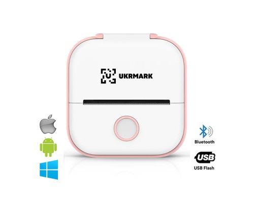 Принтер чеків UKRMARK P02PK Bluetooth, біло-рожевий (900888)