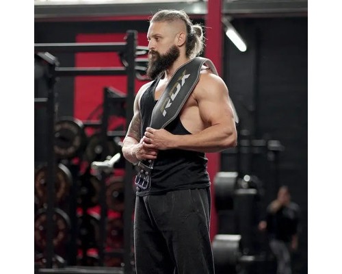 Атлетичний пояс RDX 6 шкіряний Black Gold M (WBS-6RB-M)