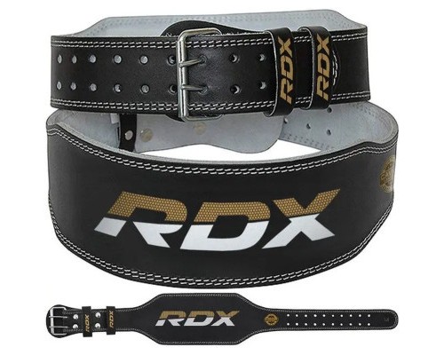 Атлетичний пояс RDX 6 шкіряний Black Gold M (WBS-6RB-M)