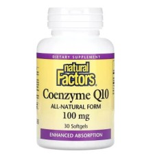 Антиоксидант Natural Factors Коензим Q10, 100 мг, Coenzyme Q10, 30 гелевих капсул (NFS-02070)