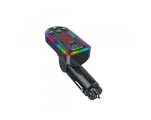 FM модулятор Havit HV-FM813BT 2USB+USB-C RGB Black (HV-FM813BT Black) 