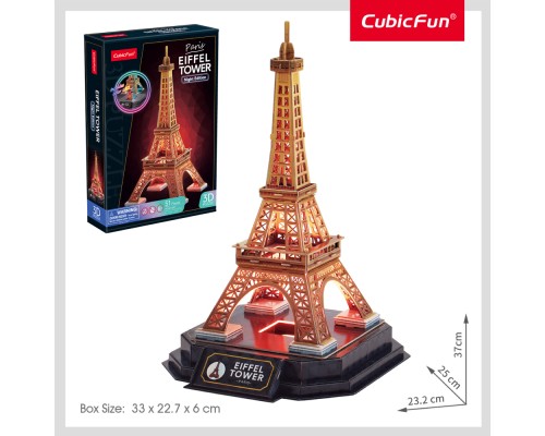 Пазл Cubic Fun Тривимірний пазл Night edition Ейфелева вежа із LED-підсвічуванням (L534h)