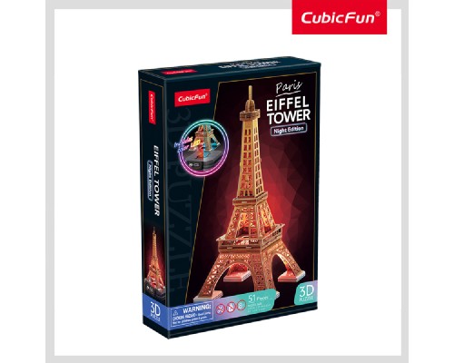 Пазл Cubic Fun Тривимірний пазл Night edition Ейфелева вежа із LED-підсвічуванням (L534h)