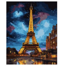 Картина по номерам Santi Ейфелева вежа, 40*50см, LED підсвітка (955097)
