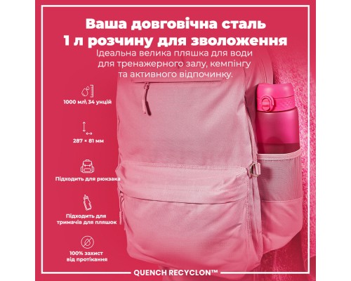 Пляшка для води ION8 OneTouch 1000 мл BPA Free, Pink (I8RF1000PIN)