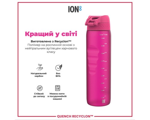 Пляшка для води ION8 OneTouch 1000 мл BPA Free, Pink (I8RF1000PIN)