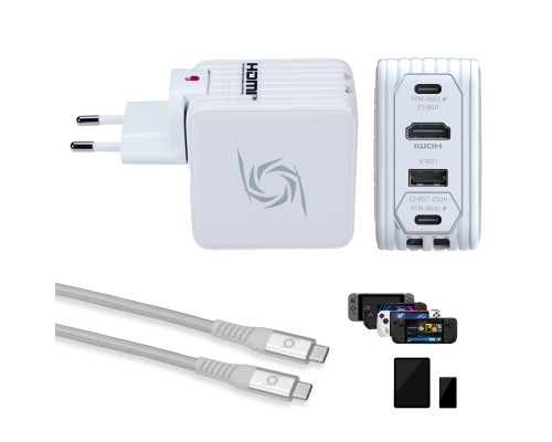 Зарядний пристрій AVerMedia GC313 CORE GO 100W 2хUSB-С 1хUSB-A 1xHDMI white (40AAGC313AWP)