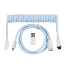 Дата кабель USB-C + USB A to USB-C 1.36m Coiled Aviator blue Keychron (CAB19_KEYCHRON)