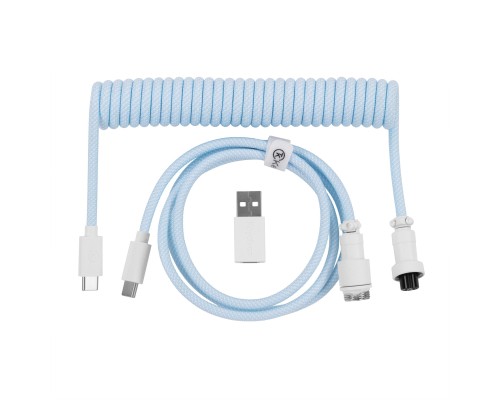 Дата кабель USB-C + USB A to USB-C 1.36m Coiled Aviator blue Keychron (CAB19_KEYCHRON)