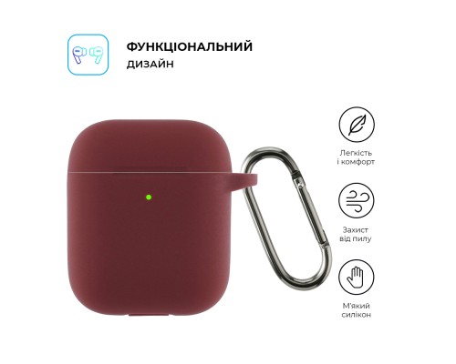 Чохол для навушників Armorstandart Ultrathin Silicone Case With Hook для Apple AirPods 2 Burgundy (ARM59680)
