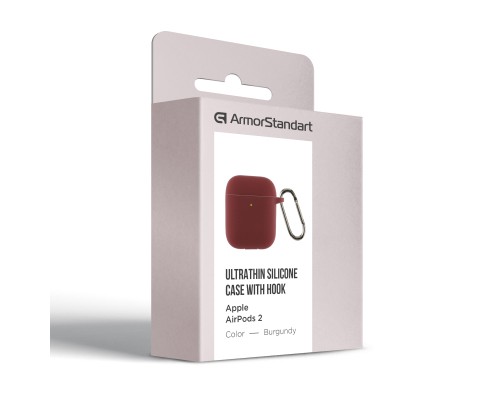Чохол для навушників Armorstandart Ultrathin Silicone Case With Hook для Apple AirPods 2 Burgundy (ARM59680)