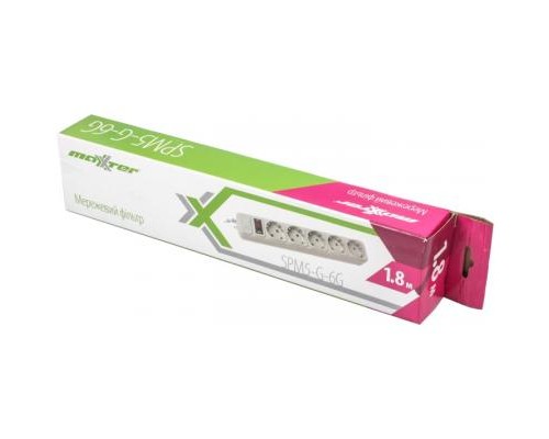 Мережевий фільтр живлення Maxxter SPM5-G-6G серый 1,8 м кабель, 5 розеток (SPM5-G-6G)