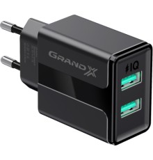 Зарядний пристрій Grand-X 5V 2,4A USB Black (CH-15B)