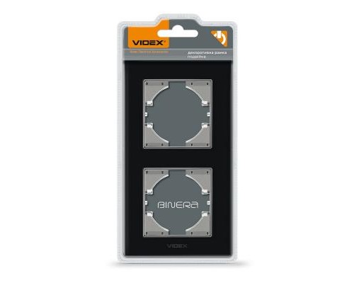 Рамка Videx BINERA чорне скло 2 пости вертикалі (VF-BNFRG2V-B)