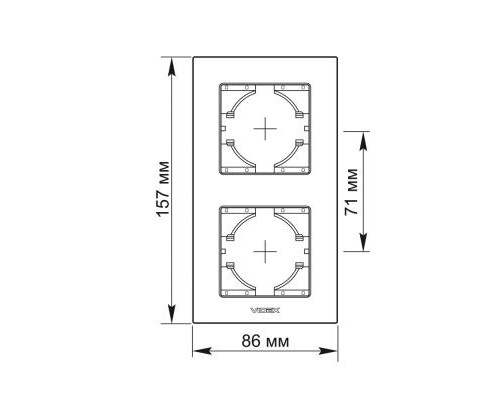 Рамка Videx BINERA чорне скло 2 пости вертикалі (VF-BNFRG2V-B)