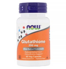 Амінокислота Now Foods Глутатіон, Glutathione, 250 мг, 60 вегетаріанських капсул (NOW-00096)