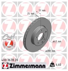 Гальмівний диск ZIMMERMANN 400.3678.20