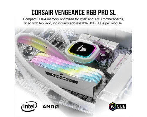 Модуль пам'яті для комп'ютера DDR4 16GB (2x8GGB) 3600 MHz Vengeance RGB Pro SL White Corsair (CMH16GX4M2D3600C18W)
