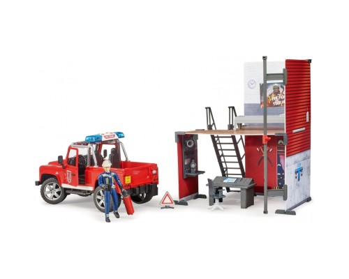 Ігровий набір Bruder Top Profi Series Пожежна стація з Land Rover Defender (62701)