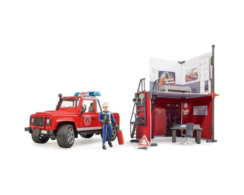 Ігровий набір Bruder Top Profi Series Пожежна стація з Land Rover Defender (62701)