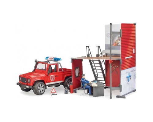 Ігровий набір Bruder Top Profi Series Пожежна стація з Land Rover Defender (62701)
