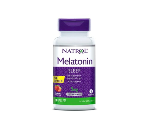 Амінокислота Natrol Мелатонін 5 мг, швидкорозчинний, смак полуниці, Melatonin (NTL-05865) 