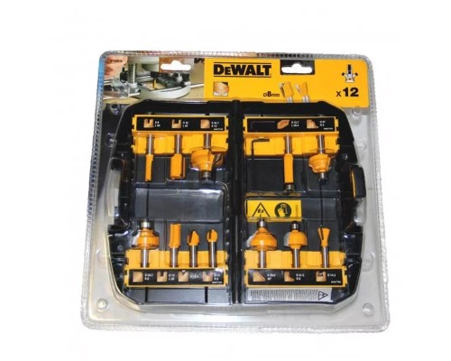 Набір фрез DeWALT діаметр хвостовика 8 мм, 12 шт. (DT90016)