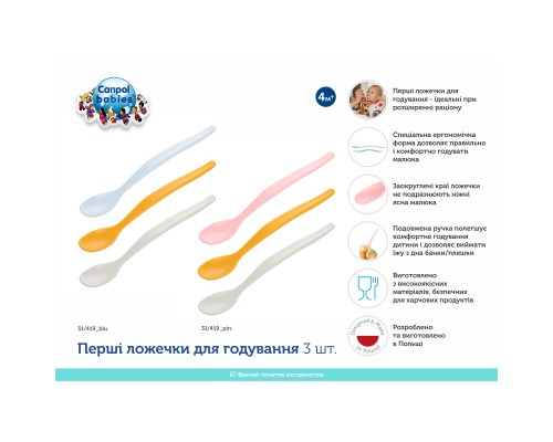 Набір дитячого посуду Canpol babies Перші ложечки для годування 3 шт. блакитні (31/419_blu)