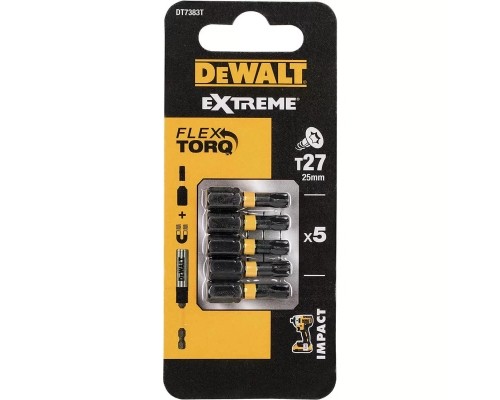 Набір біт DeWALT IMPACT TORSION, ударні, Torx, Т27, L = 25 мм, 5 шт (DT7383T)