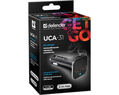 Зарядний пристрій Defender 2xUSB 15W (2xUSB-A) UCA-31 5V/3.1A (83597)
