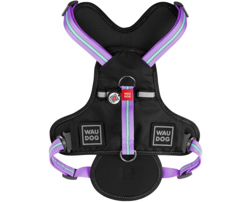 Шлея для собак WAUDOG Nylon безпечна з QR паспортом S фіолетова (52479)