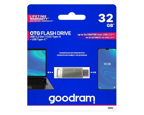 USB флеш накопичувач Goodram 32GB ODA3 Silver USB 3.0 / Type-C (ODA3-0320S0R11) 