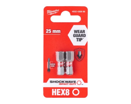 Набір біт Milwaukee SHOCKWAVE, Hex8, 25мм, 2шт (4932430898)