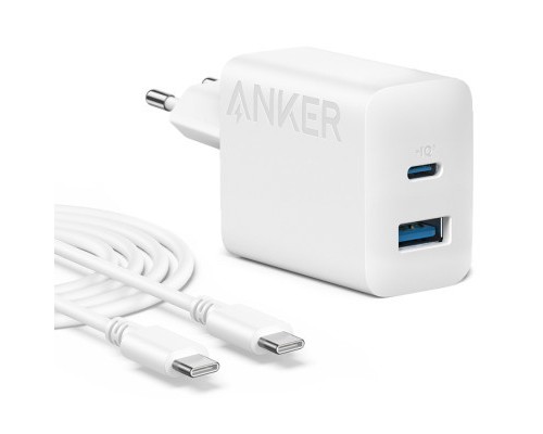 Зарядний пристрій Anker PowerPort 312 - 20W USB-C USB-A + USB-C cable White (B2348G21)