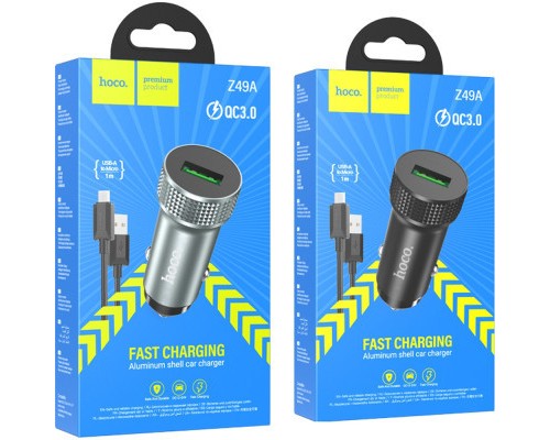 Зарядний пристрій HOCO Z49A Level USB Metal Gray (6931474795717)
