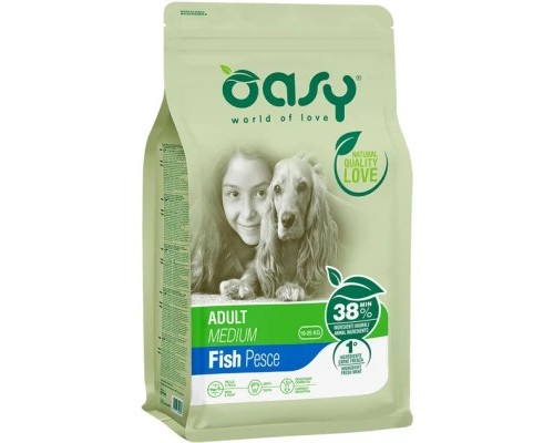 Сухий корм для собак OASY LIFESTAGE Adult Medium риба 12 кг (8054329510162)