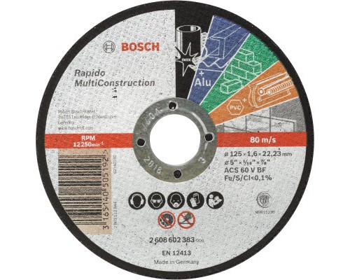 Круг відрізний Bosch Multi Construction прямий 125х1.6мм (2.608.602.383)