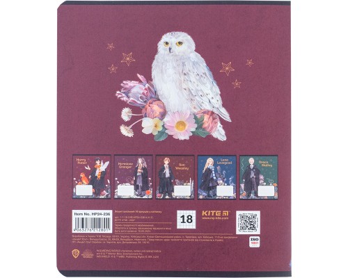 Зошит Kite Harry Potter 18 аркушів, клітинка (HP24-236)