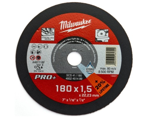 Круг відрізний Milwaukee по металу, SCS41/180X1,5 PRO+, 180мм (4932451489)