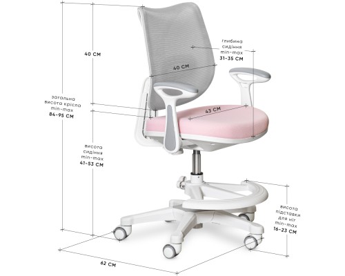 Дитяче крісло Mealux Pink Grey (Y-312 KPG)