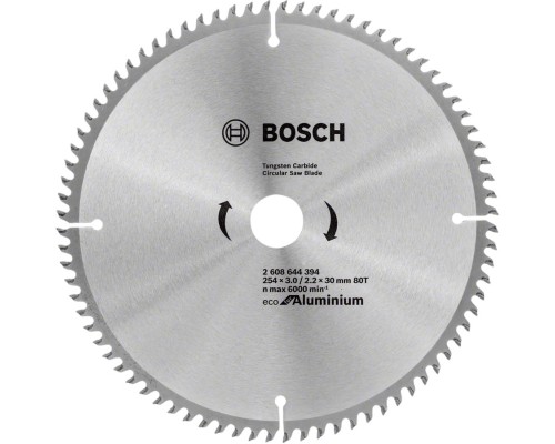 Круг відрізний Bosch пиляльний Eco for Aluminium 254x30-80T (2.608.644.394)